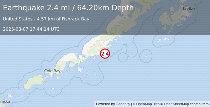 Earthquake 25 km E of Perryville, Alaska (2.4 ml) (2025-08-07 17:44:14 UTC)