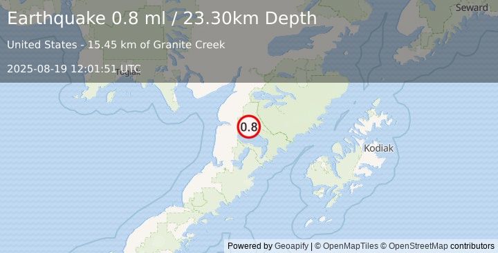 Earthquake 50 km E of Egegik, Alaska (0.8 ml) (2025-08-19 12:01:51 UTC)