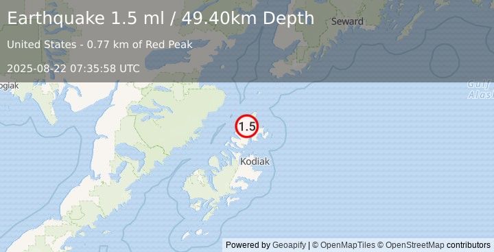 Earthquake 39 km NNE of Aleneva, Alaska (1.5 ml) (2025-08-22 07:35:58 UTC)