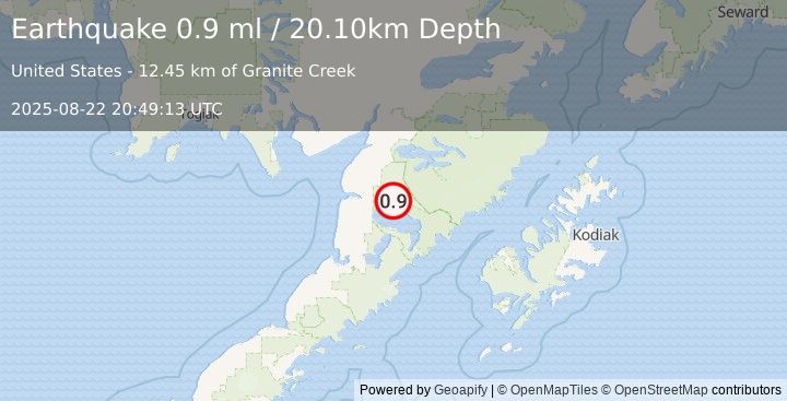 Earthquake 53 km E of Egegik, Alaska (0.9 ml) (2025-08-22 20:49:13 UTC)