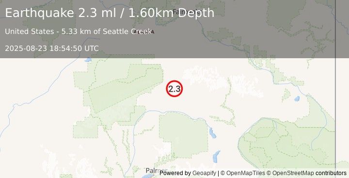Earthquake 34 km ESE of Cantwell, Alaska (2.3 ml) (2025-08-23 18:54:50 UTC)