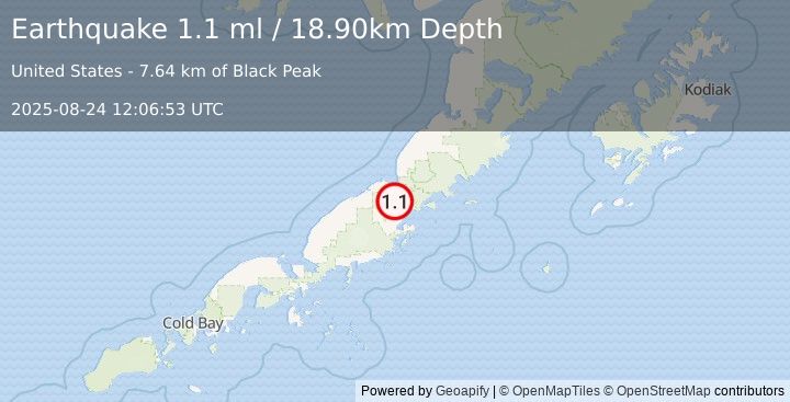 Earthquake 30 km NNW of Chignik Lagoon, Alaska (1.1 ml) (2025-08-24 12:06:53 UTC)