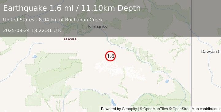 Earthquake 50 km WSW of Whitestone, Alaska (1.6 ml) (2025-08-24 18:22:31 UTC)