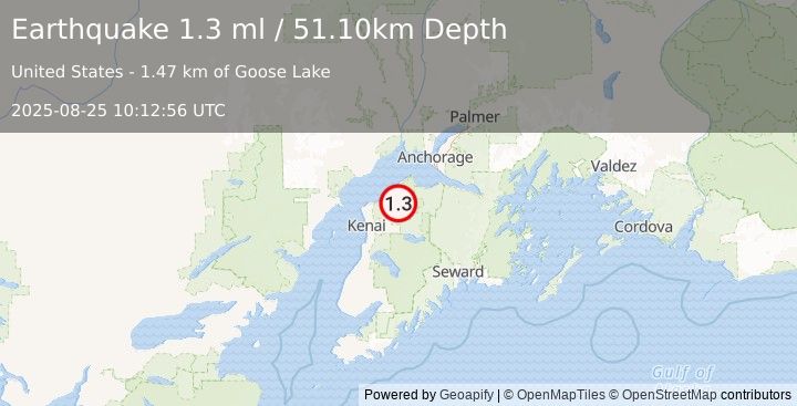 Earthquake 17 km SSE of Point Possession, Alaska (1.3 ml) (2025-08-25 10:12:56 UTC)