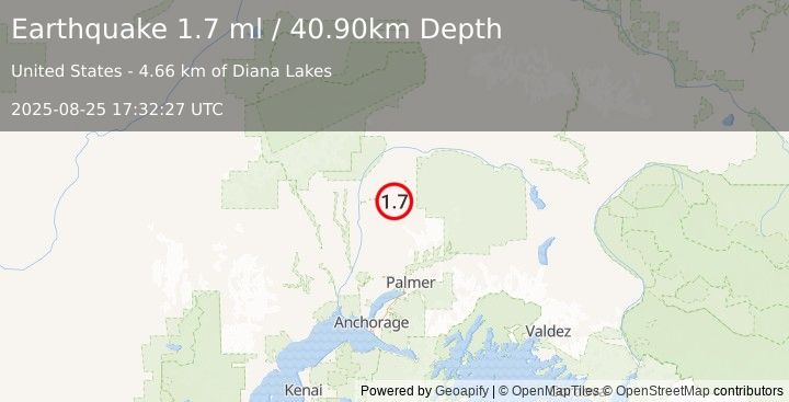 Earthquake 31 km NE of Susitna North, Alaska (1.7 ml) (2025-08-25 17:32:27 UTC)
