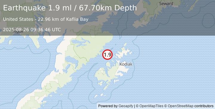 Earthquake 51 km WNW of Aleneva, Alaska (1.9 ml) (2025-08-26 09:36:46 UTC)