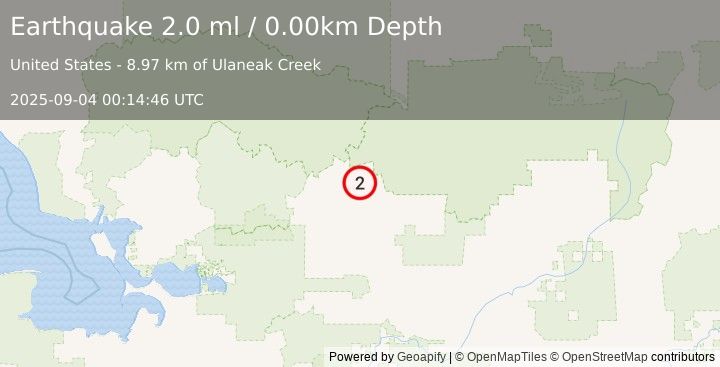 Earthquake 50 km N of Kobuk, Alaska (2.0 ml) (2025-09-04 00:14:46 UTC)
