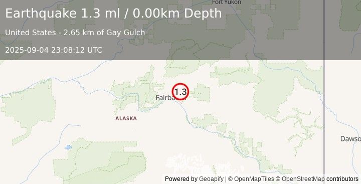 Earthquake 14 km WNW of Two Rivers, Alaska (1.3 ml) (2025-09-04 23:08:12 UTC)