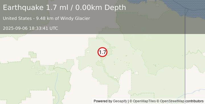 Earthquake 95 km NW of Arctic Village, Alaska (1.7 ml) (2025-09-06 18:33:41 UTC)