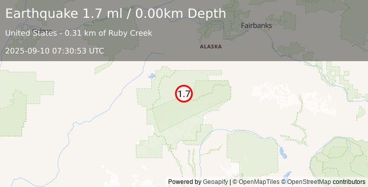 Earthquake 44 km E of Denali National Park, Alaska (1.7 ml) (2025-09-10 07:30:53 UTC)