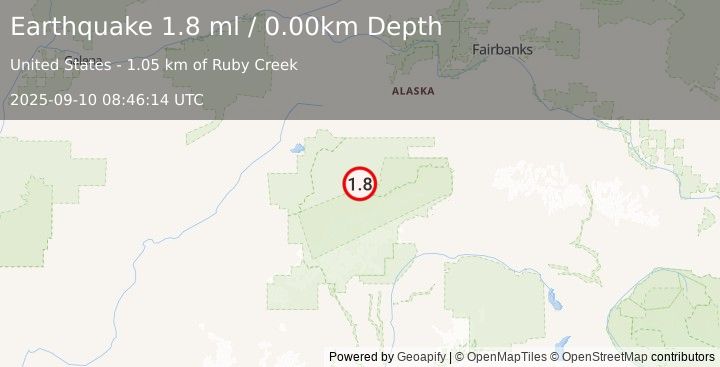 Earthquake 43 km E of Denali National Park, Alaska (1.8 ml) (2025-09-10 08:46:14 UTC)