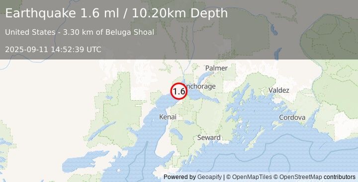 Earthquake 17 km ESE of Beluga, Alaska (1.6 ml) (2025-09-11 14:52:39 UTC)