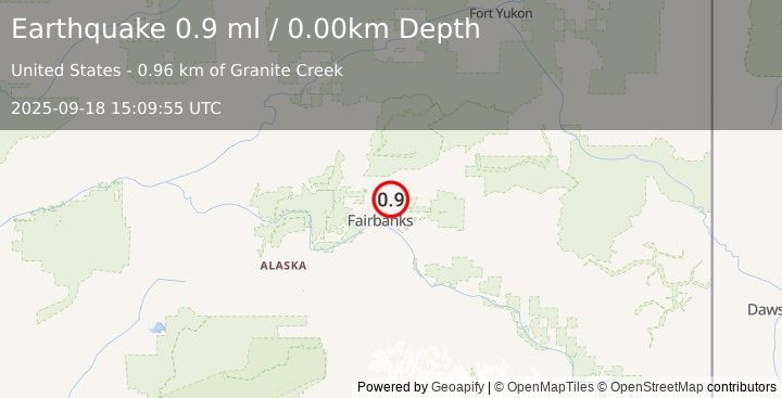 Earthquake 8 km NE of Fox, Alaska (0.9 ml) (2025-09-18 15:09:55 UTC)