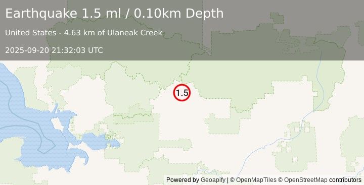 Earthquake 50 km N of Kobuk, Alaska (1.5 ml) (2025-09-20 21:32:03 UTC)