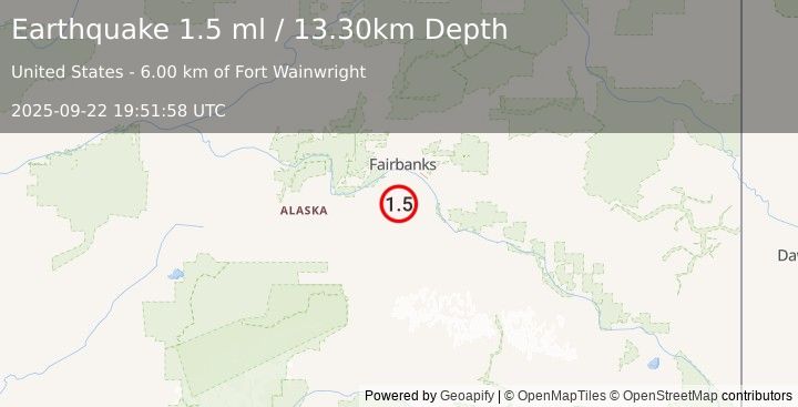Earthquake 34 km S of South Van Horn, Alaska (1.5 ml) (2025-09-22 19:51:58 UTC)