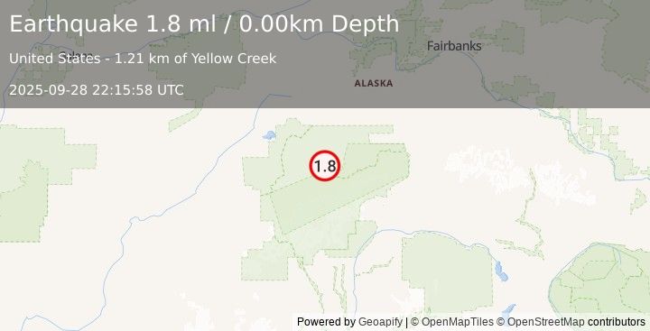 Earthquake 42 km E of Denali National Park, Alaska (1.8 ml) (2025-09-28 22:15:58 UTC)