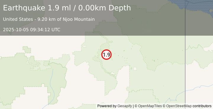 Earthquake 64 km WNW of Arctic Village, Alaska (1.9 ml) (2025-10-05 09:34:12 UTC)