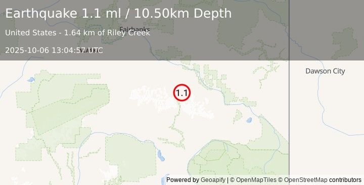 Earthquake 33 km SW of Deltana, Alaska (1.1 ml) (2025-10-06 13:04:57 UTC)