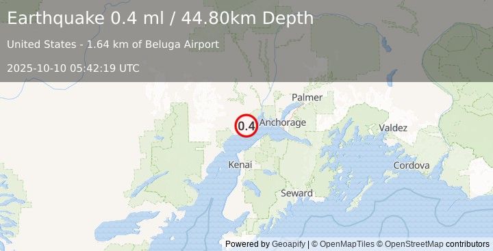 Earthquake 2 km NNE of Beluga, Alaska (0.4 ml) (2025-10-10 05:42:19 UTC)