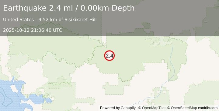 Earthquake 113 km NE of Kobuk, Alaska (2.4 ml) (2025-10-12 21:06:40 UTC)