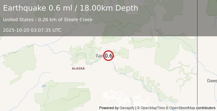 Earthquake 5 km NNE of Badger, Alaska (0.6 ml) (2025-10-20 03:07:35 UTC)