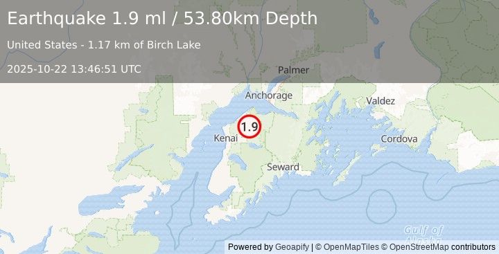 Earthquake 24 km SSE of Point Possession, Alaska (1.9 ml) (2025-10-22 13:46:51 UTC)
