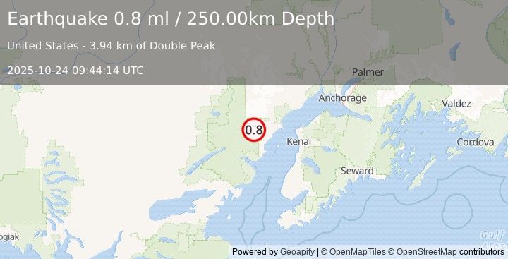 Earthquake 49 km E of Lime Village, Alaska (2.0 ml) (2025-10-24 09:44:27 UTC)