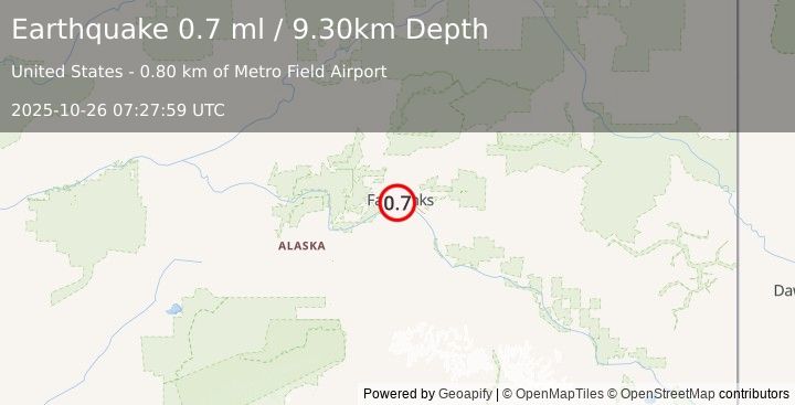Earthquake 0 km ENE of South Van Horn, Alaska (0.7 ml) (2025-10-26 07:27:59 UTC)