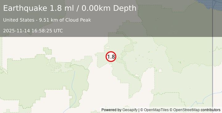 Earthquake 116 km WNW of Arctic Village, Alaska (1.8 ml) (2025-11-14 16:58:25 UTC)