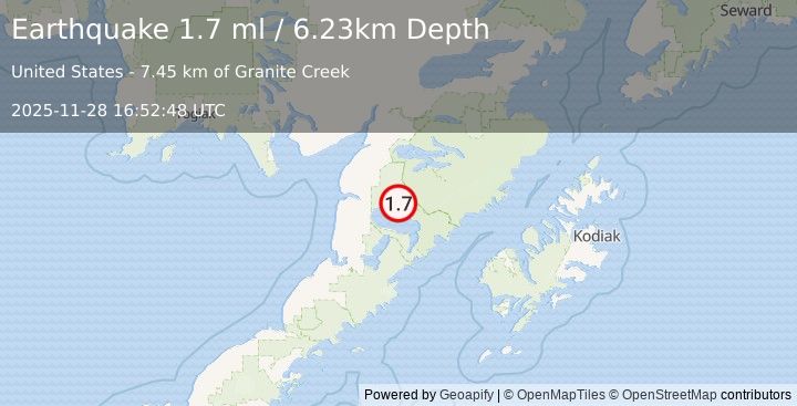 Earthquake 61 km E of Egegik, Alaska (1.7 ml) (2025-11-28 16:52:48 UTC)