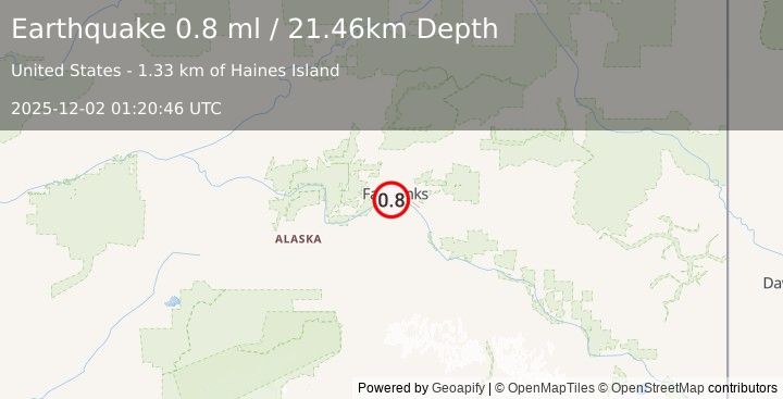 Earthquake 2 km S of South Van Horn, Alaska (0.8 ml) (2025-12-02 01:20:46 UTC)