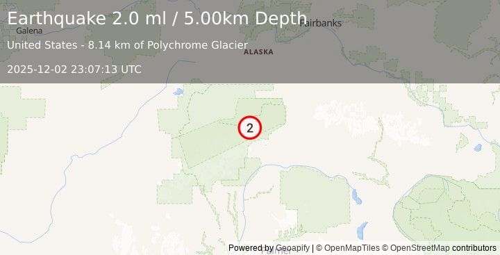 Earthquake 49 km W of Cantwell, Alaska (2.0 ml) (2025-12-02 23:07:13 UTC)