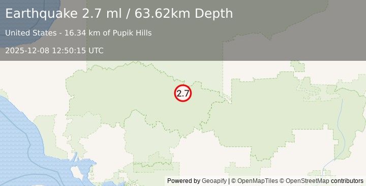 Earthquake 110 km N of Ambler, Alaska (3.0 ml) (2025-12-08 12:50:14 UTC)