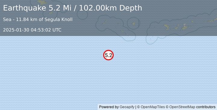 Earthquake Rat Islands, Aleutian Islands, Alaska (5.2 Mi) (2025-01-30 04:53:02 UTC)