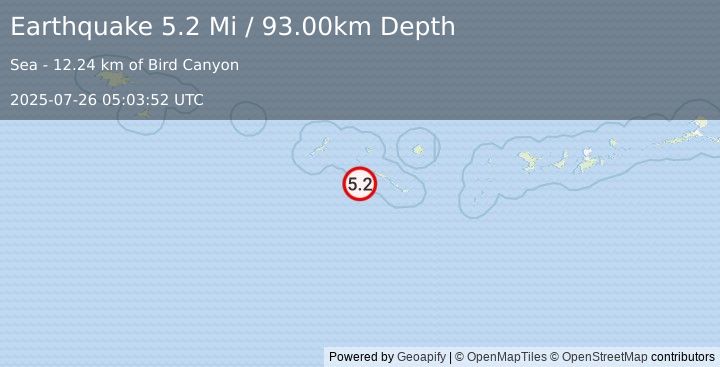 Earthquake Rat Islands, Aleutian Islands, Alaska (5.2 Mi) (2025-07-26 05:03:52 UTC)