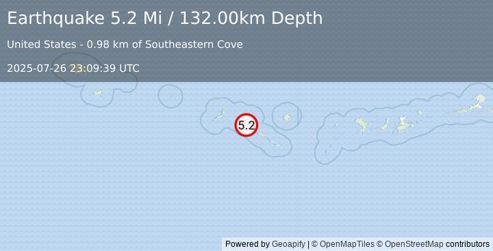 Earthquake Rat Islands, Aleutian Islands, Alaska (5.2 Mi) (2025-07-26 23:09:39 UTC)