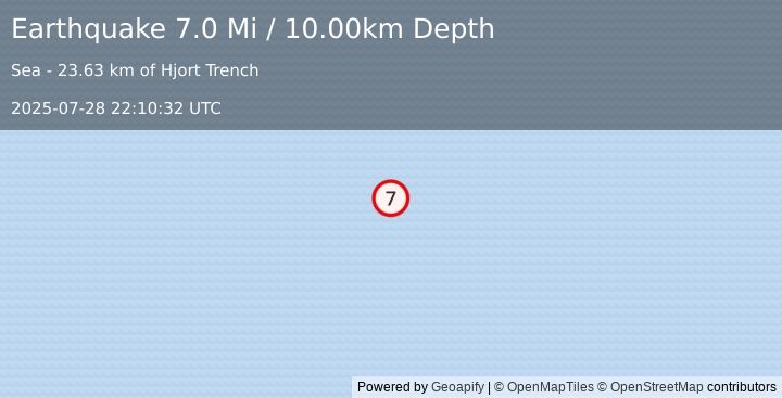 Earthquake Macquarie Island region (7.0 Mi) (2025-07-28 22:10:32 UTC)