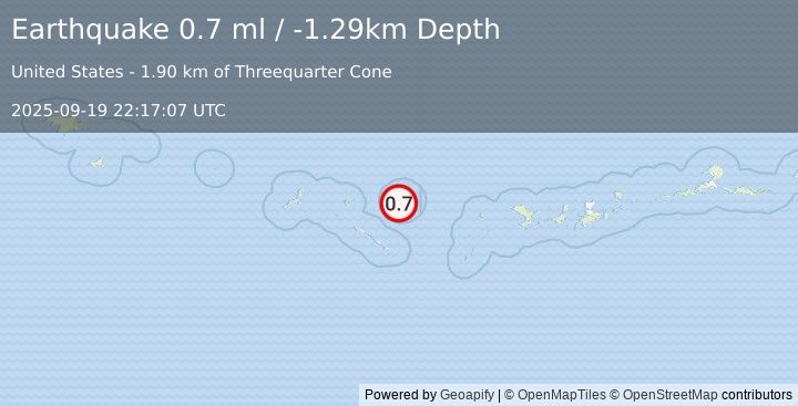 Earthquake 261 km W of Adak, Alaska (0.7 ml) (2025-09-19 22:17:07 UTC)