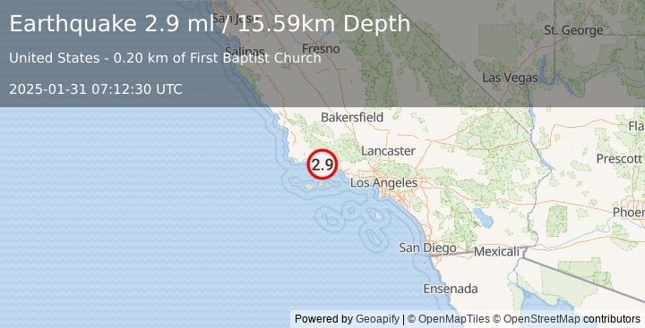 Earthquake 4 km W of Santa Barbara, CA (2.9 ml) (2025-01-31 07:12:30 UTC)