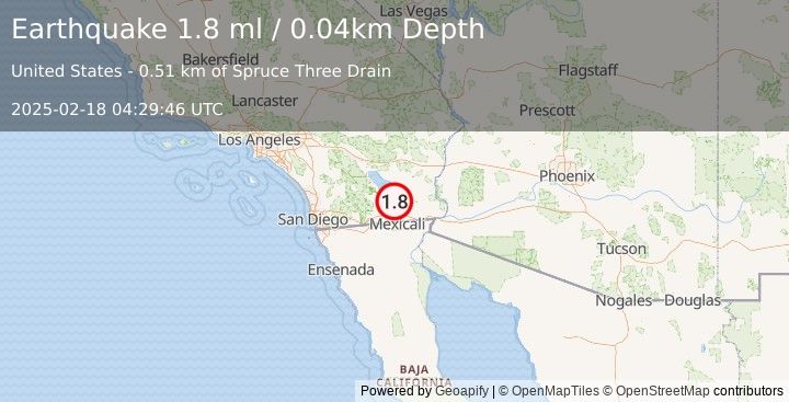 Earthquake 2 km S of Brawley, CA (1.3 ml) (2025-02-18 04:29:47 UTC)