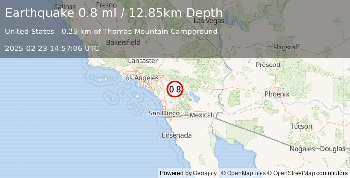 Earthquake 8 km N of Anza, CA (0.8 ml) (2025-02-23 14:57:06 UTC)