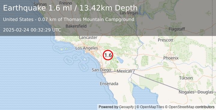 Earthquake 8 km N of Anza, CA (1.6 ml) (2025-02-24 00:32:29 UTC)