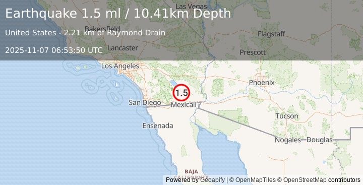 Earthquake 7 km NE of Westmorland, CA (1.5 ml) (2025-11-07 06:53:50 UTC)
