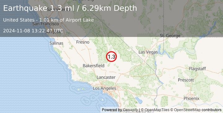 Earthquake 15 km ESE of Little Lake, CA (1.3 ml) (2024-11-08 13:22:47 UTC)