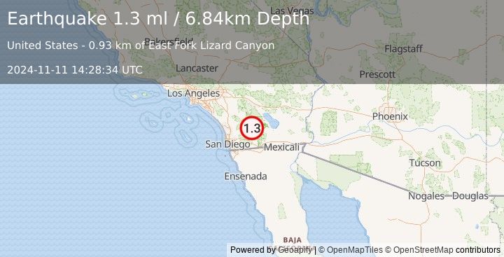 Earthquake 15 km S of Borrego Springs, CA (1.3 ml) (2024-11-11 14:28:34 UTC)