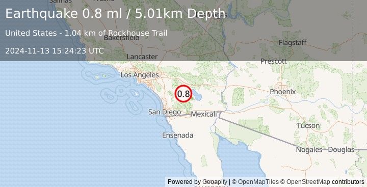 Earthquake 14 km N of Borrego Springs, CA (0.8 ml) (2024-11-13 15:24:23 UTC)