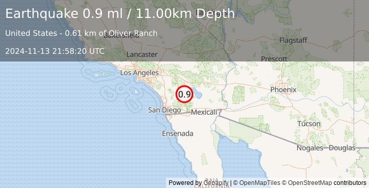 Earthquake 7 km ENE of Borrego Springs, CA (0.9 ml) (2024-11-13 21:58:20 UTC)