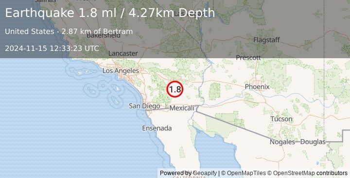 Earthquake 5 km W of Bombay Beach, CA (1.8 ml) (2024-11-15 12:33:23 UTC)