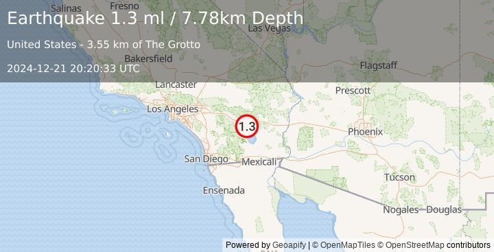 Earthquake 10 km NE of North Shore, CA (1.3 ml) (2024-12-21 20:20:33 UTC)