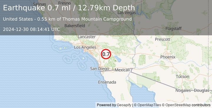 Earthquake 8 km N of Anza, CA (0.7 ml) (2024-12-30 08:14:41 UTC)